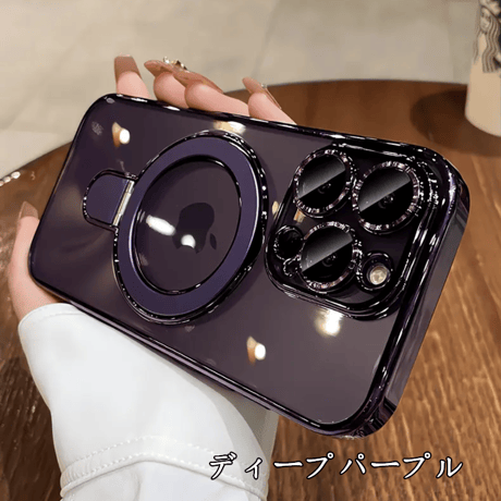 「V689」magsafe 透明 ケース iphone17/17pro/16/16pro ソフトケース スタンド付き