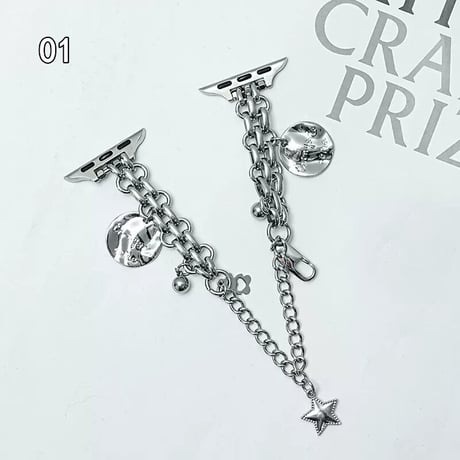 「V242」「apple watchケース付き」アップルウォッチ チェーンバンド おしゃれ シルバー apple watchアクセサリー