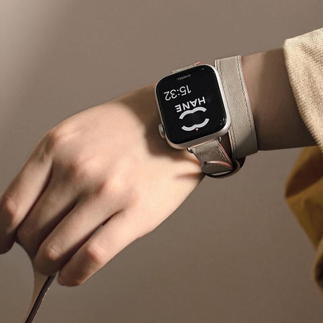 「V202」アップルウォッチバンド 二重 本革 apple watch 8/7/se ベルト ダブルツアー 高級 レディース