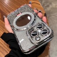 「V588」キラキラ iphone16/16pro ケース ミラー 付き iphone15/14 ケース クリア スタンド付き
