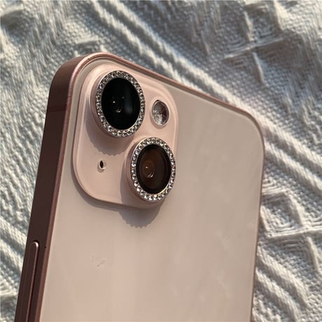 「V129」キラキラ iphone レンズ カバー iPhone17 iPhone16 カメラ リング ピンク色