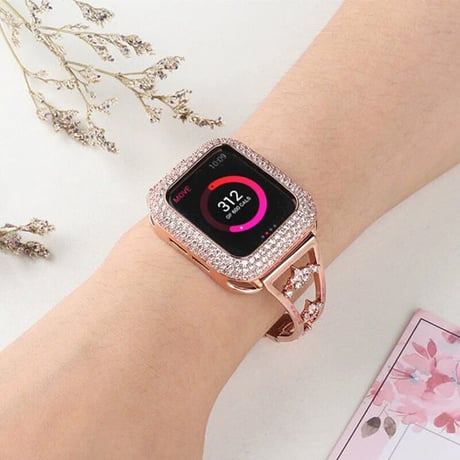 「V300」アップル ウォッチ カバー キラキラ ジルコン+銅 apple watchケース おしゃれ 高級