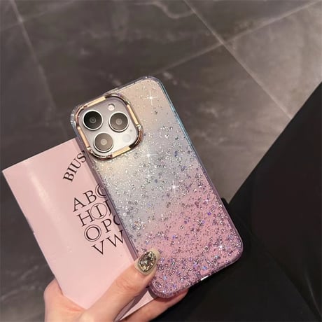 「V666」キラキラ ケース iphone16 ラメ グリッター iphone15 ケース グラデーション