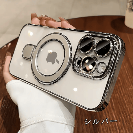 「V689」magsafe 透明 ケース iphone17/17pro/16/16pro ソフトケース スタンド付き