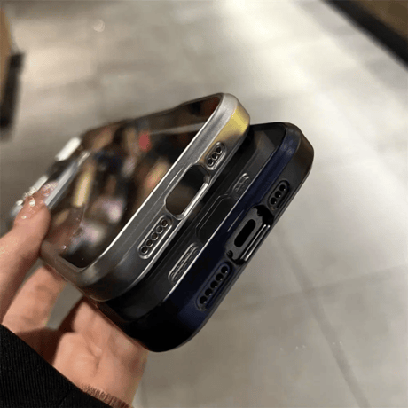 「V595」クリア iphone15/14 ケース 黄ばみにくい iphone ケース メタリック おしゃれ