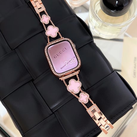 「V025」四つ葉のクローバー Apple Watchバンド  女性 人気 チェーン ベルト