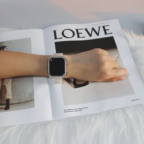 「V245」樹脂 アップルウォッチバンド シェル風 おしゃれ 軽量 apple watchカバー付き 男女兼用
