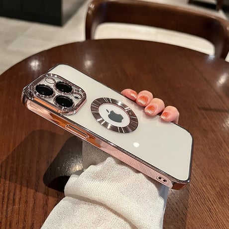 「V139」メタリックカラー iphone14/13/12ケース  透明 iphone14pro カバー ゴールド ディープパープル