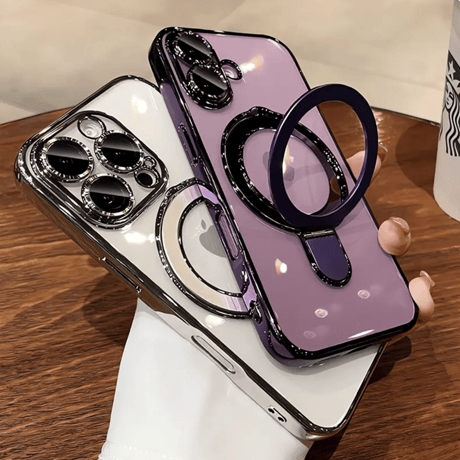「V689」magsafe 透明 ケース iphone17/17pro/16/16pro ソフトケース スタンド付き