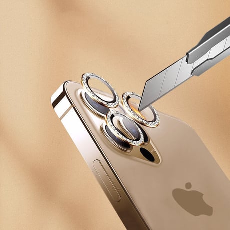 「Ⅴ122」カメラ レンズ カバー Iphone14pro/13/12用  キラキラ ラインストーンデコ スマホ カメラ カバー