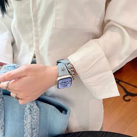 「V509」アップル ウォッチ バンド 二 重 巻き おしゃれ apple watch バンド おすすめ デニム