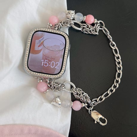 「V426」apple watch バンド チェーン ブレスレット アップル ウォッチ バンド 女性 パール付き