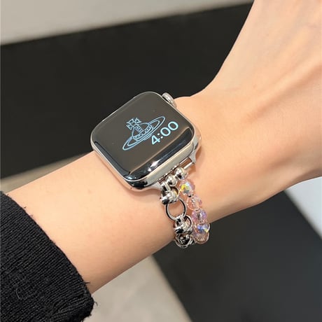 「V625」アップル ウォッチ バンド 可愛い ビーズ apple watch バンド チェーン 女性
