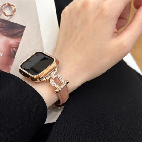 「V391」apple watch レザー バンド キラキラ アップル ウォッチ バンド 女性 人気 カバー付き