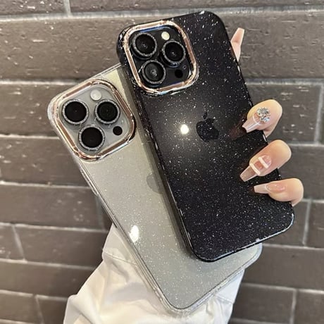 「V577」iphone17/17pro/16/16pro ケース 透明 可愛い iphone15/14 ケース キラキラ カメラリング付き