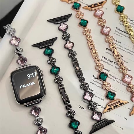 「V718」四葉のクローバー apple watchバンド 女性 アップル ウォッチ バンド ブレスレット