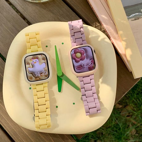 「V432」apple watch バンド 可愛い 樹脂 アップルウォッチバンド+ケース 2点セット おしゃれ