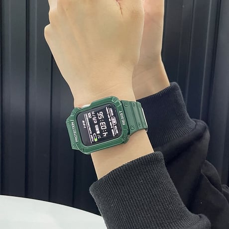 「V163」apple watch一体型ケース おすすめ シリコン アップルウォッチ7/8/Ultra バンパーケース付き メンズ