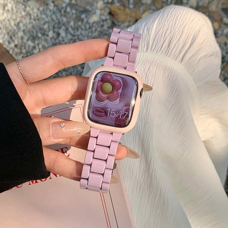 「V432」apple watch バンド 可愛い 樹脂 アップルウォッチバンド+ケース 2点セット おしゃれ