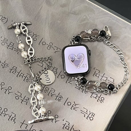 「V426」apple watch バンド チェーン ブレスレット アップル ウォッチ バンド 女性 パール付き