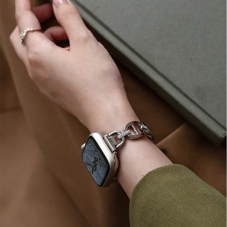 「V251」アップル ウォッチ チェーン バンド シルバー ピンクゴールド apple watch ブレスレット ラインストーン