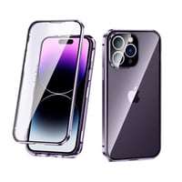 「V197」iphone15/14pro フルカバーケース 全面保護 薄型 クリア iphone13/12ケース 両面ガラス 磁石吸着