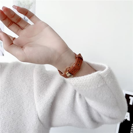 「V572」アップル ウォッチ バンド 女性 細い Dバックル apple watch レザー バンド 高級