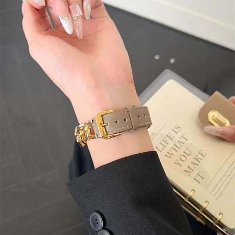 「V655」apple watchバンド 可愛い カメリア アップル ウォッチ バンド 女性 レザー＆チェーン