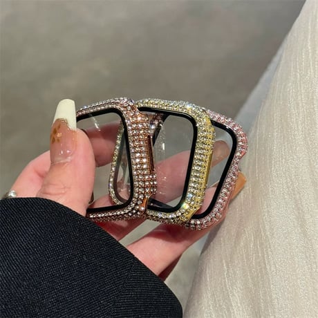 「V744」アップルウォッチケース キラキラ 保護フィルム一体型 apple watch10/11/se カバー おすすめ かわいい