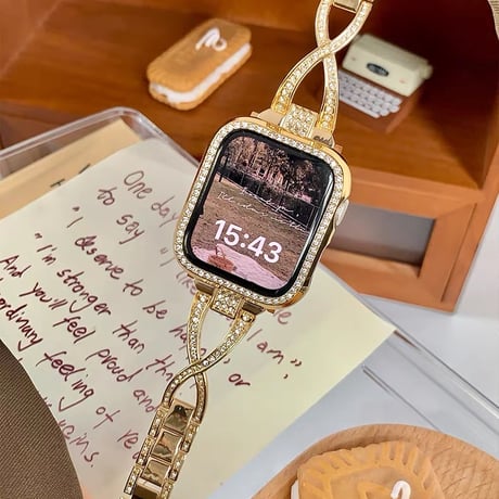 「V548」アップル ウォッチ バンド 女性 キラキラ apple watch バンド＋カバー2点セット かわいい ブレスレット