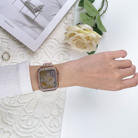 「V145」アップルウォッチバンド パール ストーン apple watchUltra/8/7/se バンド 可愛い プレスレット