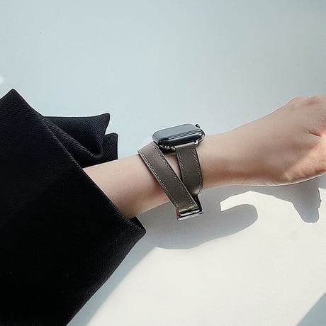 「V060」アップル ウォッチ バンド 二 重 巻き 細い apple watch series SE 7 8 Ultra 対応  レザーバンド  おしゃれ