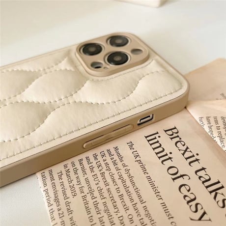 「V232」iphone14pro/14 レザーケース キルティング iphone13/12ケース くすみカラー かわいい