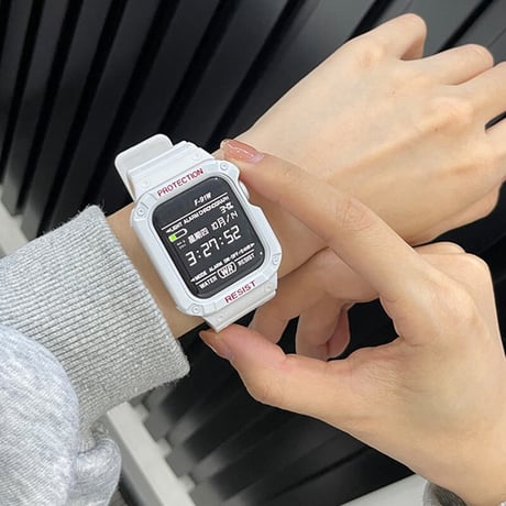 「V163」apple watch一体型ケース おすすめ シリコン アップルウォッチ7/8/Ultra バンパーケース付き メンズ