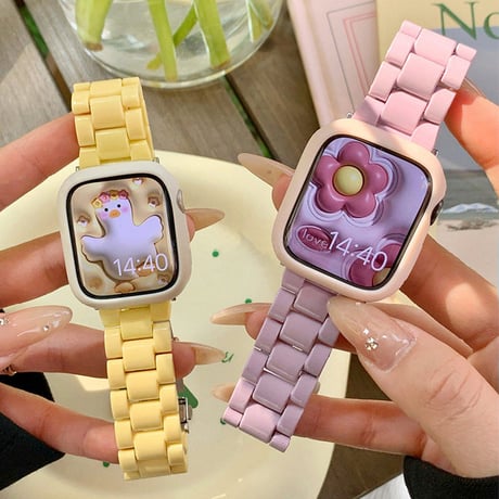 「V432」apple watch バンド 可愛い 樹脂 アップルウォッチバンド+ケース 2点セット おしゃれ