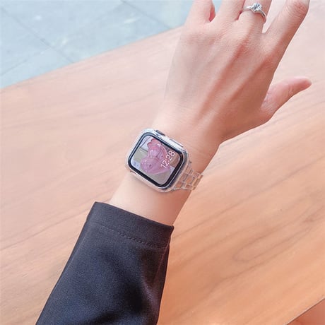 「V348」apple watch クリア バンド+カバー セット アップル ウォッチ バンド d バックル おしゃれ