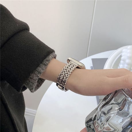「V383」アップル ウォッチ バンド シルバー apple watch ステンレス バンド チェーン