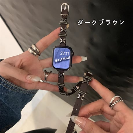 「V553」apple watch バンド スタッズ かっこいい アップル ウォッチ バンド 二 重 巻き