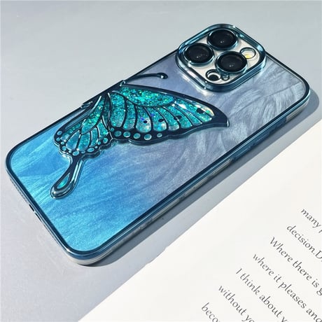 「V651」蝶々 スマホケース 韓国 クリア iphone16/16pro ケース 人気 女子 インナーシート付き