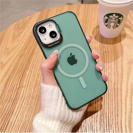 「V286」iphone14pro/13 magsafe充電ケース マット 半透明 iphoneケース 隠しスタンド
