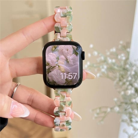 【V313】アップル ウォッチ バンド かわいい 樹脂 apple watch バンド 女性 夏 シエル風