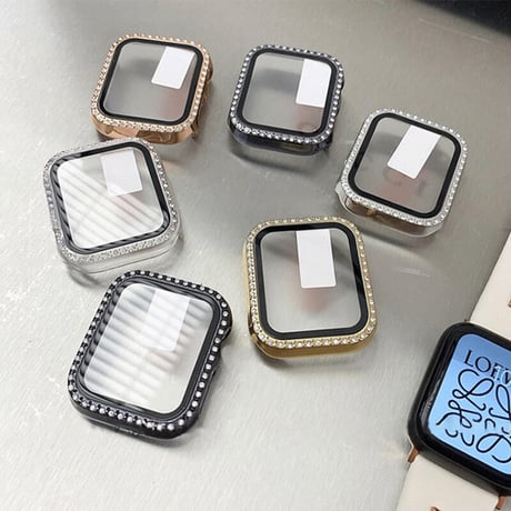 「V181」アップル ウォッチ カバー キラキラ 全面保護 apple watchケース Series 8/7/se フィルム付き おしゃれ 高級