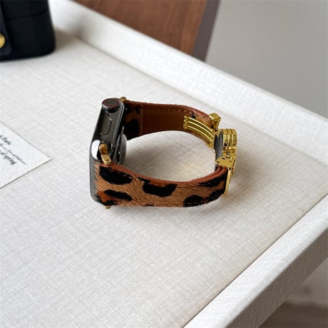 「V722」ヒョウ柄 アップルウォッチバンド 新型S11/Ultra3対応 apple watchバンド 四葉のクローバー