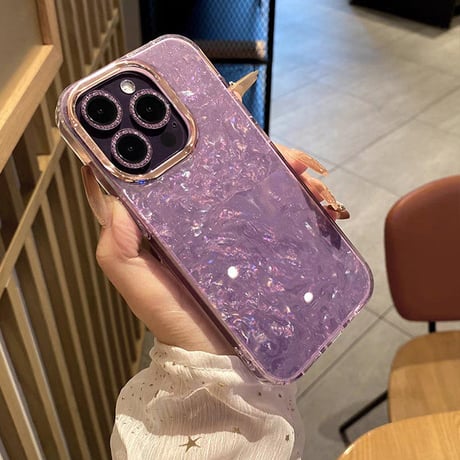 「V474」カメラレンズリング付き iphone17/16pro ケース シェル iphone15 ケース キラキラ 可愛い
