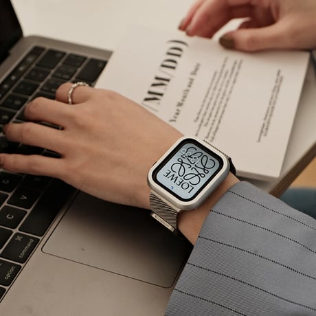 「V491」アップル ウォッチ バンド 蒸れ ない apple watch ステンレスバンド ＋カバー2点セット