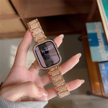 「V024」キラキラ アップル ウォッチUltra /8/7/se バンド ステンレス apple ウォッチ カバー付き