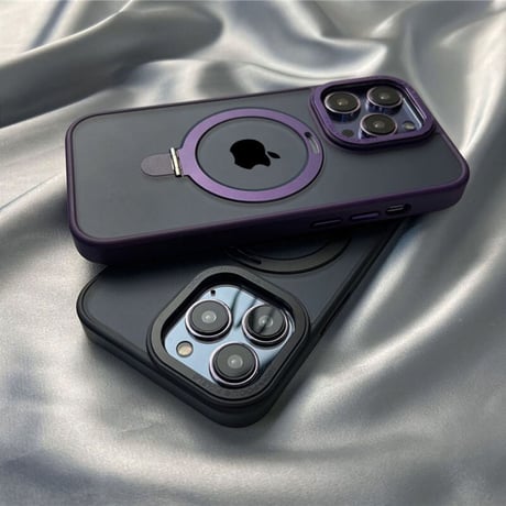 「V285」半透明 iphone14/13 magsafe対応ケース おすすめ iphone ケース スタンド 付き マット質感