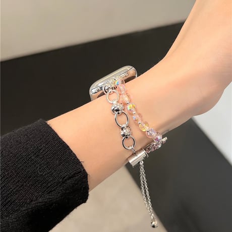 「V625」アップル ウォッチ バンド 可愛い ビーズ apple watch バンド チェーン 女性