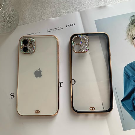 「V153」iphone14proケース  ストーンデコカメラレンズ iphone13/12ケース おしゃれ インスタ映え