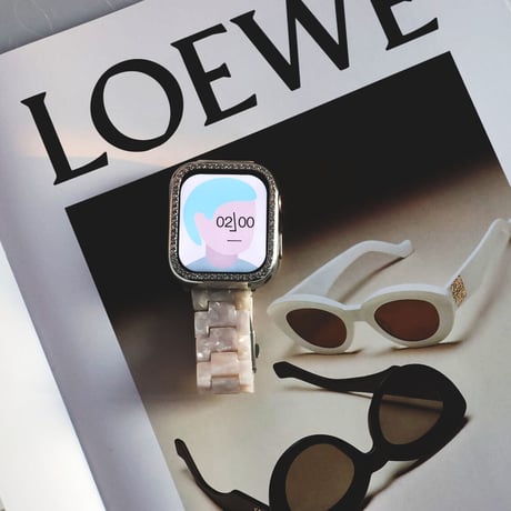 「V245」樹脂 アップルウォッチバンド シェル風 おしゃれ 軽量 apple watchカバー付き 男女兼用